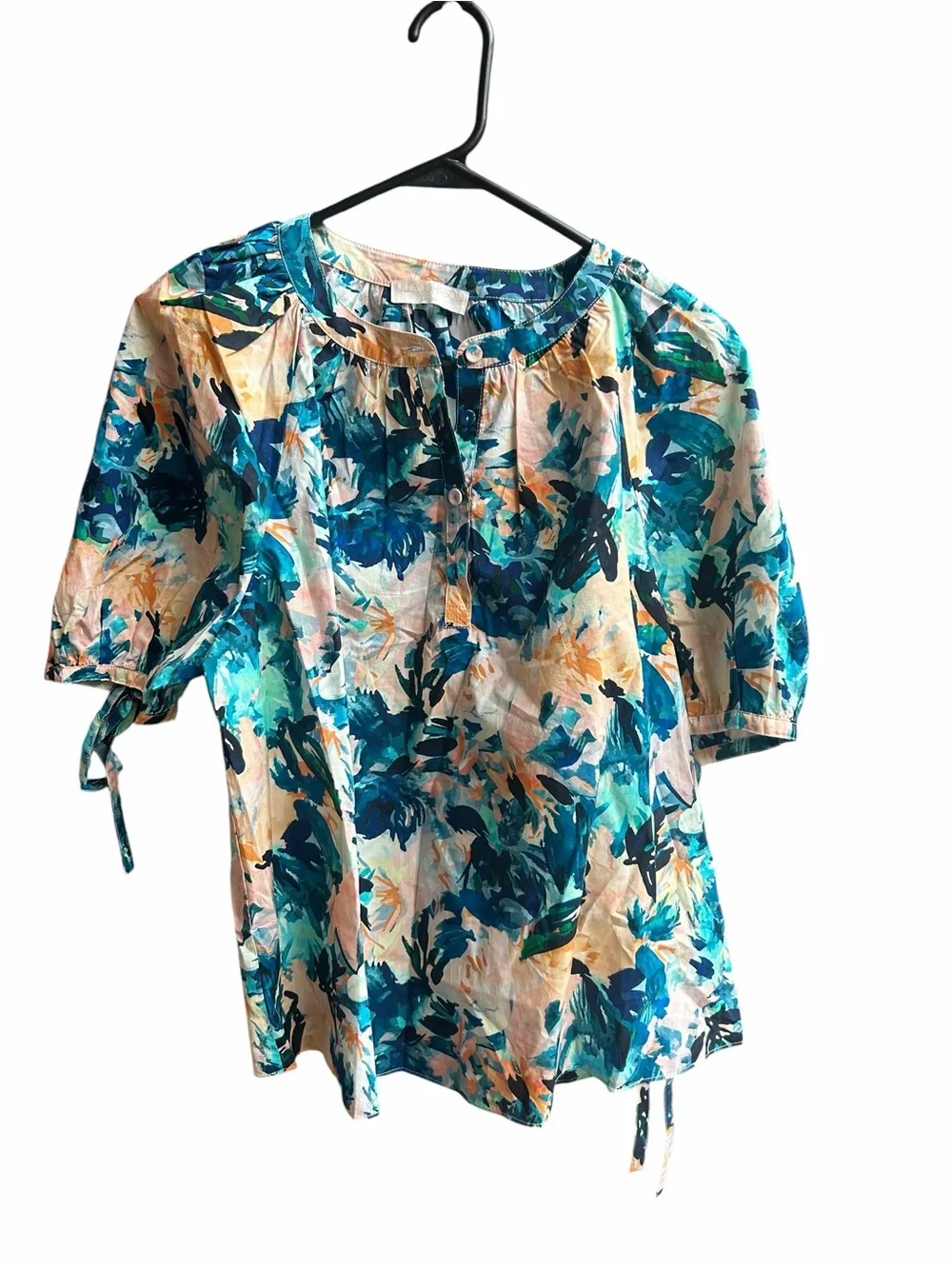 Ulla Johnson Vienne Delphinium Cotton Floral Puff Sleeve Top